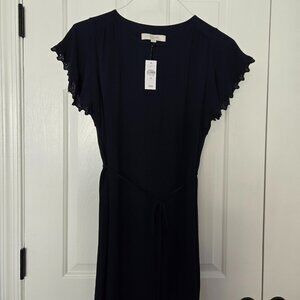 LOFT Navy Blue Dress with Belt Size XS - NWT